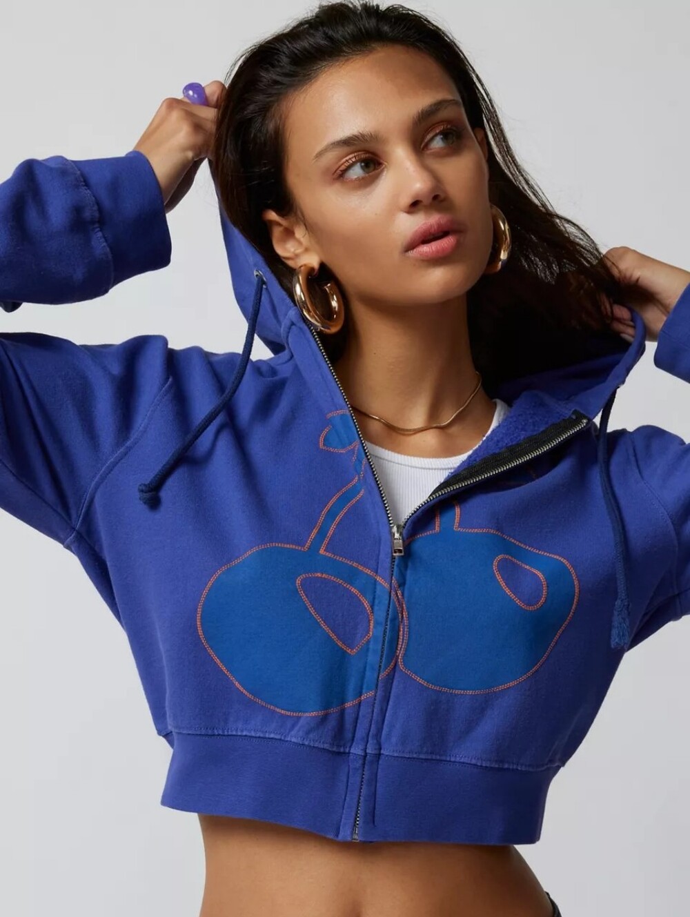 Cherry Overdyed Shrunken Zip Hoodie Sweatshirt